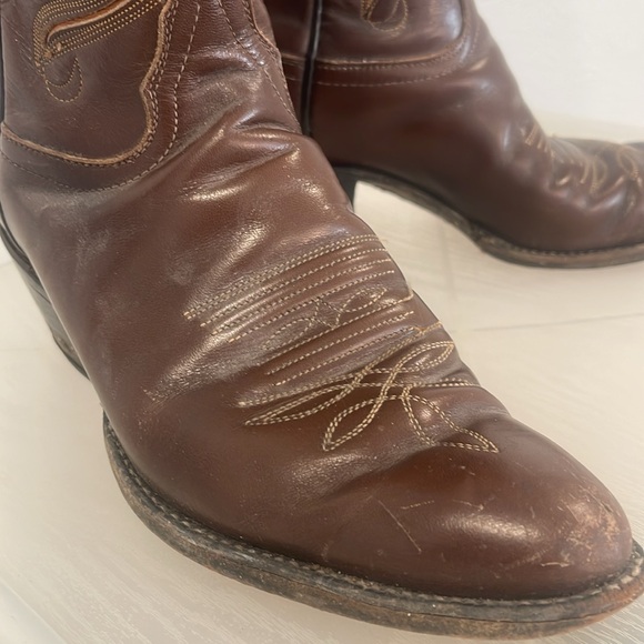 Brown Leather Cowboy Boots - Picture 4 of 9